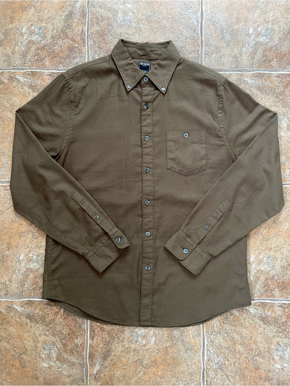 Todd Snyder Italian Brushed Flannel Button Down in Olive